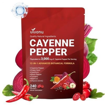 VivoNu Cayenne Pepper Softgel unterstützt die Gesundheit von Beinvenen, Herz un