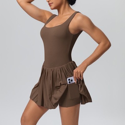 NEW Fake Two-piece Tennis Skirt Base-layer Fitness Dress For Women Sizes S-XL