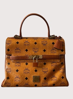 Vintage Rare MCM Cognac Satchel Bag Made In Germany - Authentic