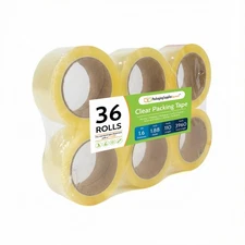 Clear Packaging Carton Sealing Tape 1.88 Inch x 110 Yards 36 Rolls 1.6 Mil
