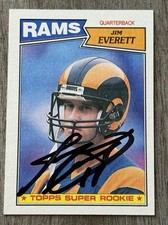 Jim Everett SIGNED Autographed Auto 1987 Topps #145 Super Rookie Card Rams. rookie card picture