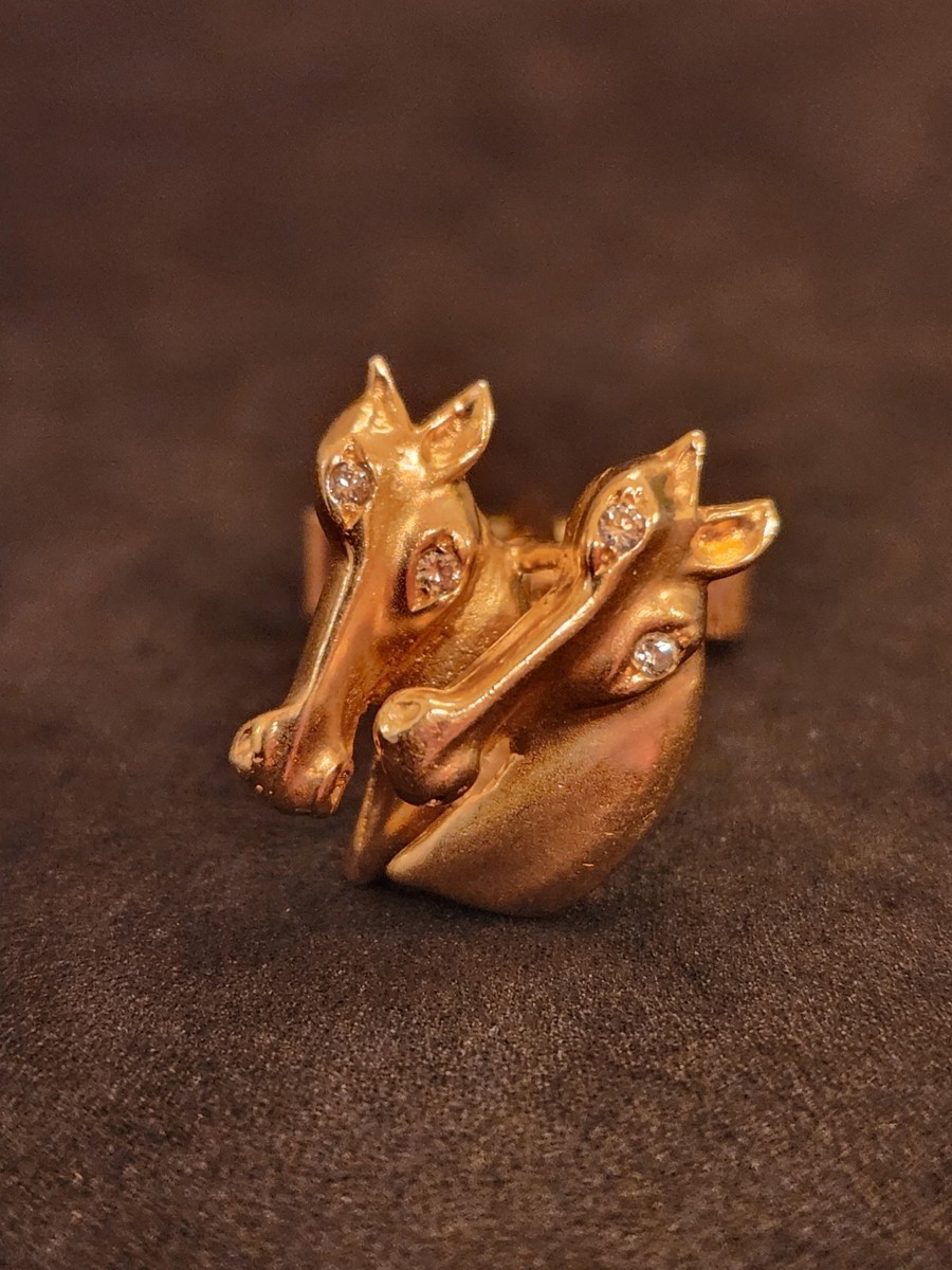 Elegant Horse Head Cufflinks  14K Diamonds View 3