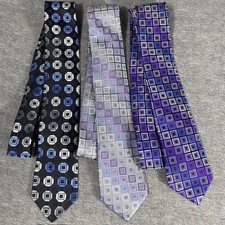 LOT 3 Michael Kors 100 Silk Ties Geometric Ombre Purple Gray Black Silver Blue