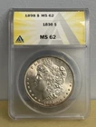 1898 MORGAN SILVER DOLLAR ANACS MS 62