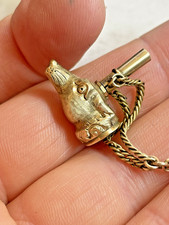 ANTIQUE VICTORIAN ROLLED GOLD FOB KEY/ PENDANT 2.2 CM X 2 CM BLOODSTONE 1859S