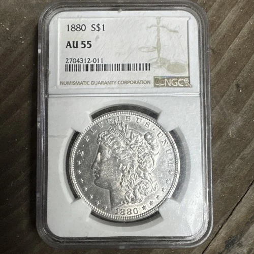 1880 Philadelphia Morgan Silver Dollar $1 AU55 NGC Nice Coin