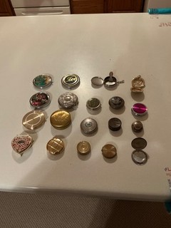 19 Vintage Compacts With Mirrors Makeup Medication Container Ashtray Trinket ETC