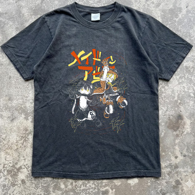 Made in Abyss Girl Anime T-Shirt, Nanachi & Faputa Design, Black Daily Wear