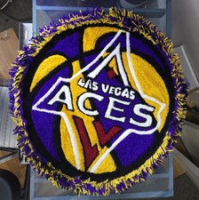 Las Vegas Aces WNBA Round Logo Rug Purple Yellow Black White Red Basketball
