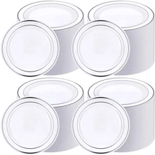 200 Pieces Disposable Plates Plastic Party Plates with Rim Hard Plastic Appet...