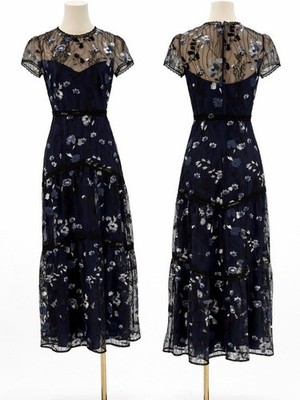 knee length dresses for ladies Off The Shoulder Draped Tulle Gown 0 / Navy main image 0
