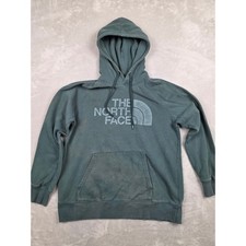 The North Face Hoodie Womens M Green Pullover Logo Graphic Sweatshirt Stained