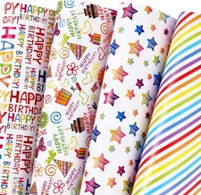 PlandRichW Birthday Wrapping Paper 12 Sheets 1 Count (Pack of 12), Birthday-h 