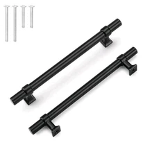 Cabinet Matte Black 6.25" Hole Center Kitchen Pulls Handle Knobelite 25 Pack NEW