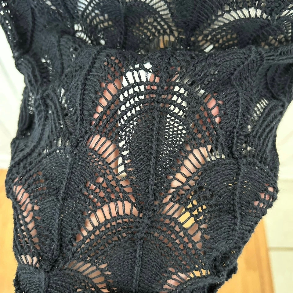 Mini Vestido Wild Fable Mujer Manga Larga Pointelle Gótico Bruja Negro Talla XXS Foto 2 de 4