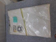 Vintage Irene Tablecloth Oblong 52x90 White Floral Damask Easy Care NOS Sealed