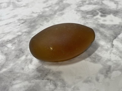 Large Amber Colored Egg Shaped Sea Glass 3''+ Unique Find Glass Beach Paperweight