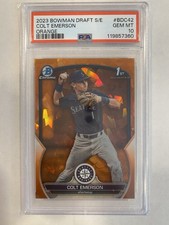 🔱🧡🔸Colt Emerson 2023 Bowman Chrome Draft Sapphire #BDC-42 ORANGE /25 PSA 10
