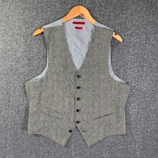 John Varvatos Linen Vest Men Large Glen Check Houndstooth Modern Dapper
