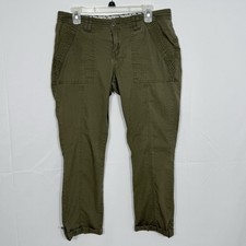Prana Organic Cotton Hiking Pants Womens 10 Olive Green Stretch Cuffed Outdoor