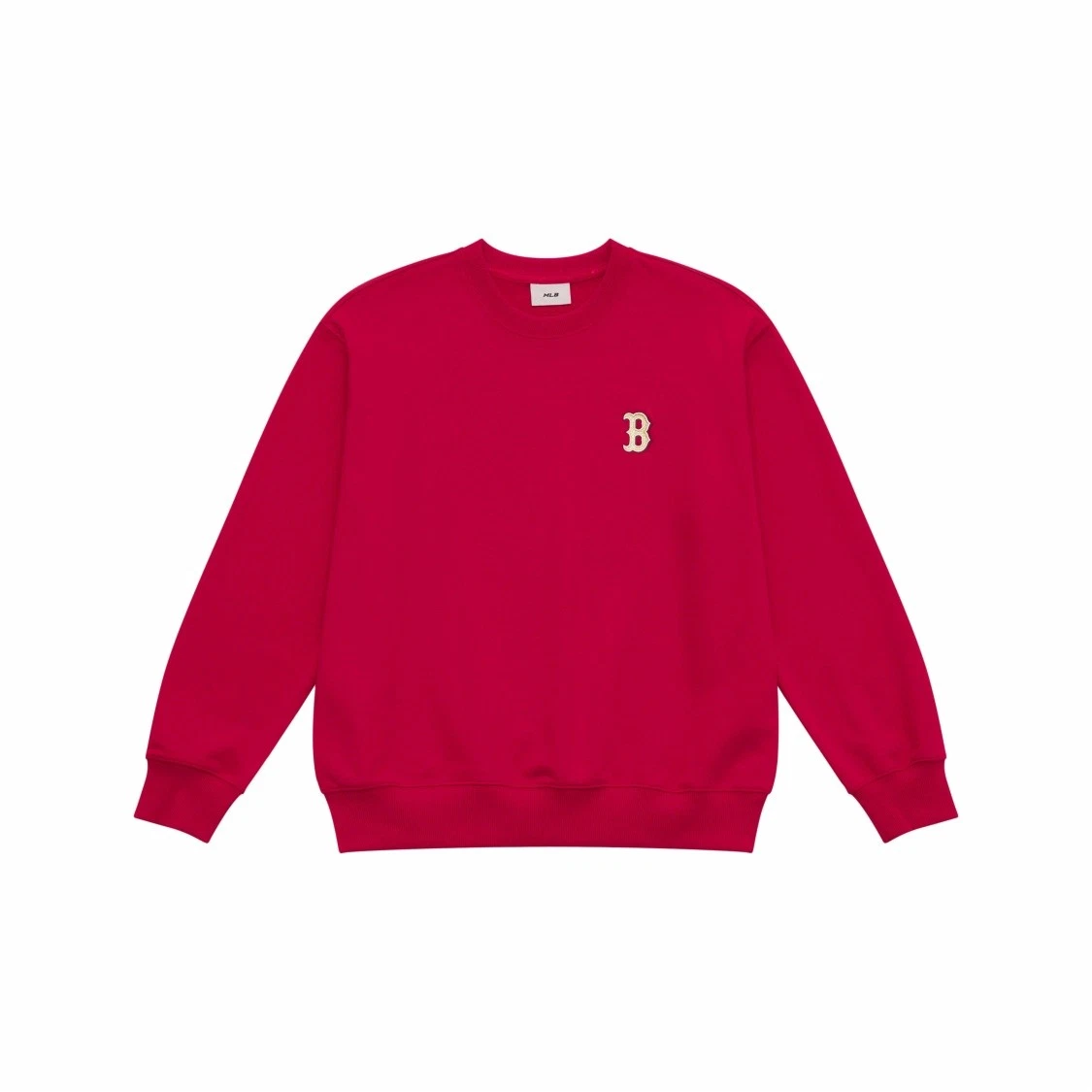 Printed Pattern Solid Color Loose Fit Long Sleeve Sweatshirt Unisex Dark Red