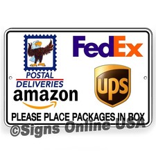 Package Delivery Place Packages In Box Metal Sign / Magnetic Sign / Decal /