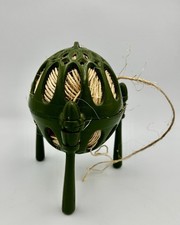 Antique Cast Iron Twine String Yarn Holder Dispenser Footed Green