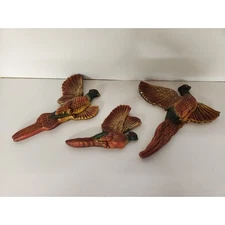 Vtg 1966 Miller Studio Chalkware Flying Pheasants in Flight