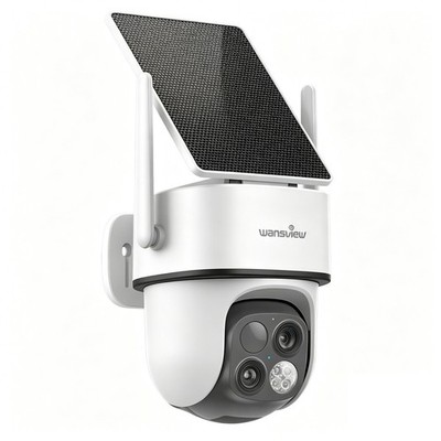Wansview B7 Wireless Solar Security Camera 360°PTZ 2K Dual-Cam 360°PTZ 64X ZOOM