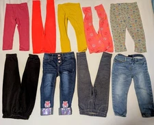 Lot Of (9) Girls 3T Pants Mixed Brands Variety Of Colors 