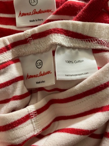 Hanna Andersson RED WHITE STRIPE Play Day Dress Leggings 2pc Set/OUTFIT 130 US 8 - Picture 5 of 5