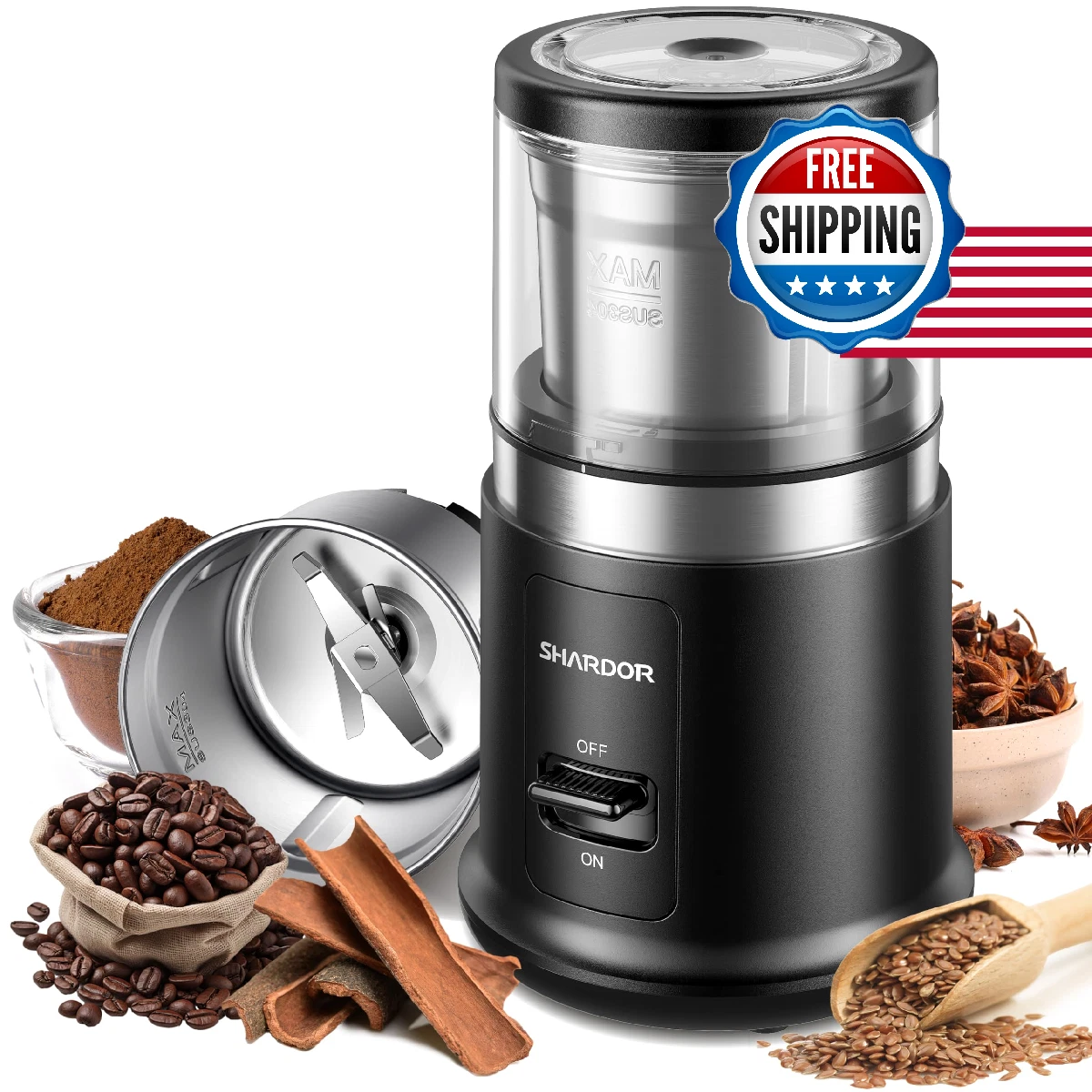 SHARDOR One Touch Coffee Grinder Electric, Spice, Herb, For Coffee Bean Spices a