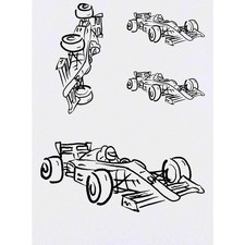 4 x 'Sports Race Car' Temporary Tattoos / Transfers TO00033759 