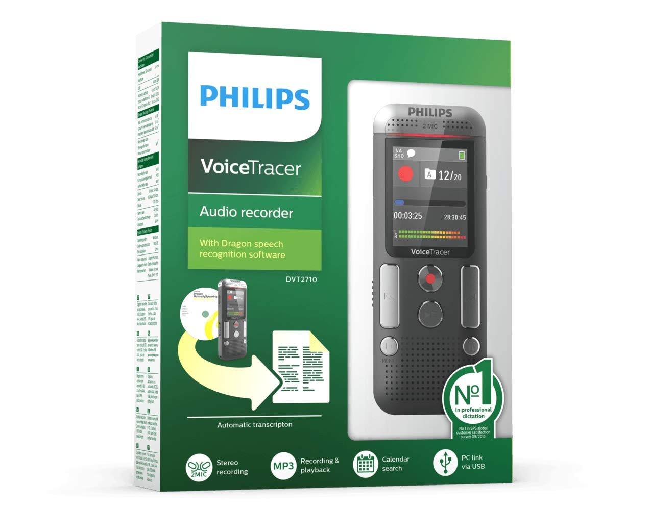 Philips Voice Tracer DVT2710 Audio Recorder