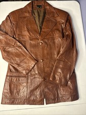 Vintage Brown Leather Blazer Sport Coat Jacket Made In Mexico Sz 44