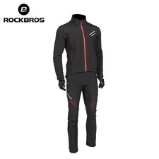 ROCKBROS Winter Cycling Jacket Pant Set for Men Thermal Fleece Windproof Jacket