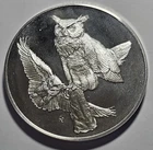 2 Troy oz Sterling Silver Coin Great Horned Owls ~ 66 Grams ~ Franklin Mint