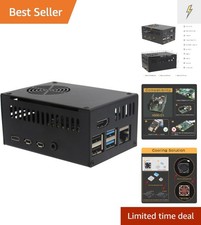Compact Metal Case for Raspberry Pi 4 with Heatsinks & Efficient Cooling Fan
