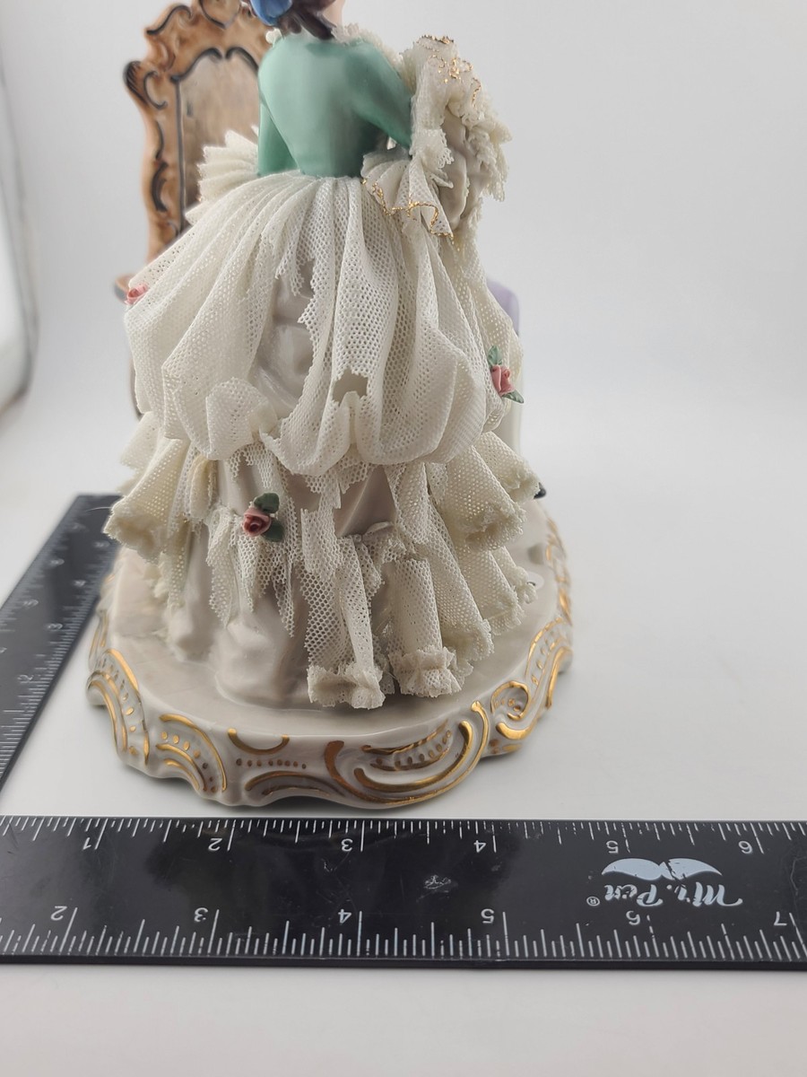 Irish Dresden Aristocratic Couple Porcelain Lace Doll Figurine