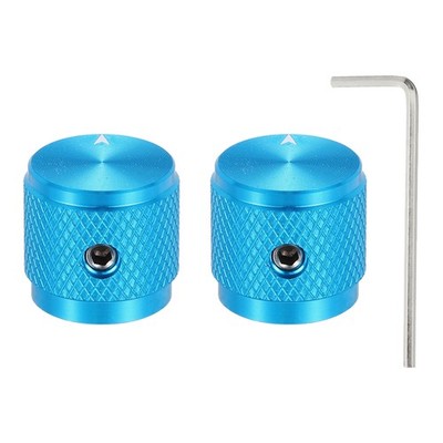 2 Pcs Aluminium Knobs, 1/4'' (6mm) with Arrow Indicator, 5/8'' Blue