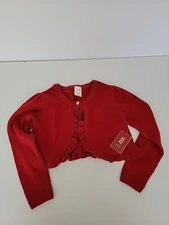 Gymboree Red Cardigan Sweater Size 6  Crop Ruffle Holiday NEW
