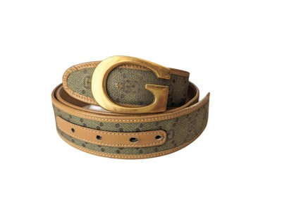 Gucci Vintage Monogram Gold G Leather Jacquard Woven Canvas 
