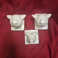 White Glossy Ceramic Animal Head Wall Hooks S...