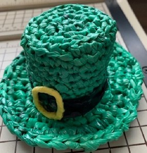 Crochet Green St. Patrick’s Day Mini Hat- Handmade from plastic bags