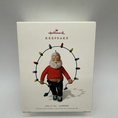 Hallmark 2018 Jolly Ol' Jumper Ornament Christmas Santa Working Out