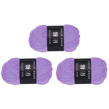 3Pcs Cotton Yarn Knitting Yarn Crochet Yarn 87.5Yard x 2.5mm, Pale Purple 