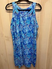 Lulu B SPX4501 open back dress blue coral rope print upf50 nylon spandex
