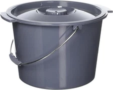 Universal Fit Commode Bucket - 2 Gallon Capacity with Lid and Handle, Dark Gray