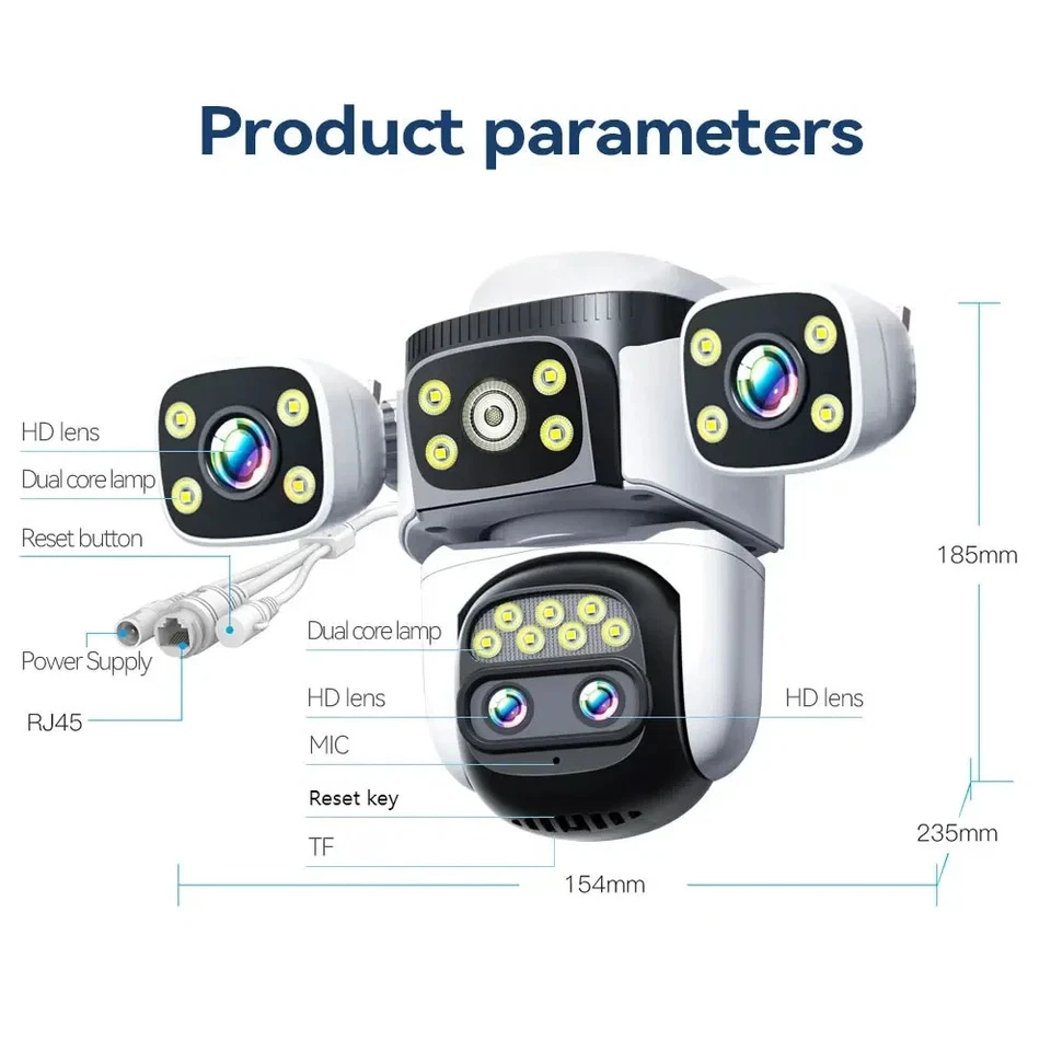 10K Outdoor Security Surveillance Camera PTZ Automatic Tracking 4-lens IP65 CCTV - Image 3 of 4