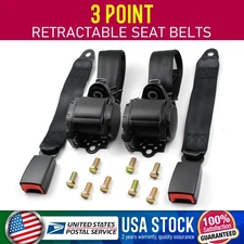 Retractable 3 Point Safety Seat Belt Straps Car Auto Vehicle Adjustable Belt Kit